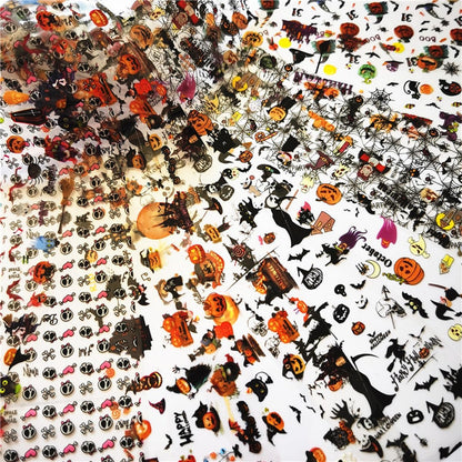 Halloween Nail Art Foils Transfer Stickers Halloween Nail Art Stickers Decals 10Rolls Pumpkin Spider Web Ghost Spider Nail Foils Adhesive Decals Nail Supplies for Women Holiday DIY Manicure Decoration