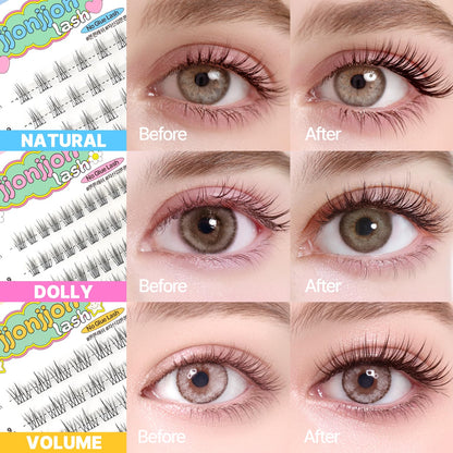 Korean Self Adhesive Lash Clusters Natural Look No Glue Press On Pre Bond Lash Clusters Fluffy Self Adhesive False Eyelashes No Glue Needed Reusable Wispy Eyelash Extensions