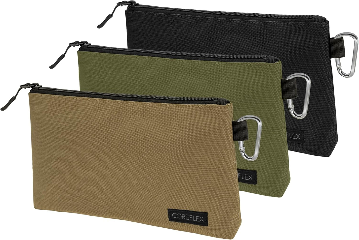 COREFLEX Premium Tool Pouch Zipper Bag, Small Tool Bag, Multipurpose Storage pouch, Heavy duty Flat Bottom Tool bag with YKK Zipper (3 pack Medium 10inch)