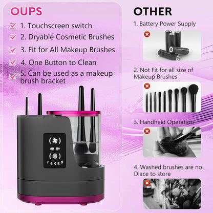 3 IN 1 Electric Makeup Brush Cleaner,Automatic Makeup Brush Cleaner with Makeup Brush Dryer,Portable USB Deep Cleaning for All Size Beauty Makeup Brush Set,Blush Brush (Grey)