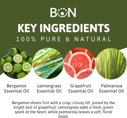 Best of Nature Clarity Essential Oil Blend – Bergamot, Grapefruit, Palmarosa & Lemongrass – 100% Pure for Diffuser, Focus & Mental Boost – Fresh Aromatherapy