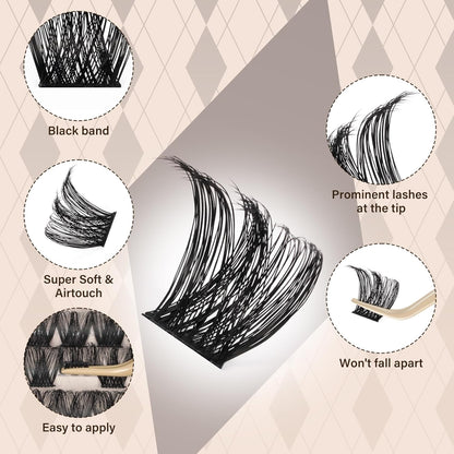 JMS&JMS Lash Clusters Kit Lash Extension Kit with Lash Bond and Seal Eyelash Applictor Lash Remover Eyelash Brush Lash Extension Kit for Beginner (MISS BELLA-8-18mix)