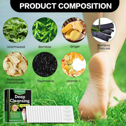 100 Foot Pads Natural Bamboo Vinegar Gingerr | Deep Cleansing Foot Paches for Stress Relief for Stress Relief, Better Rest, Feet Health Patches, Relaxing Muscles