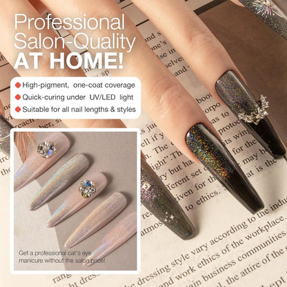 Cat Eye Gel Nail Polish with Magnet Stick, 15ml Magnetic Gel, Create Stunning Cat Eye Effects for DIY Manicures, Long-Lasting, Salon-Quality Finish, Rainbow Beam