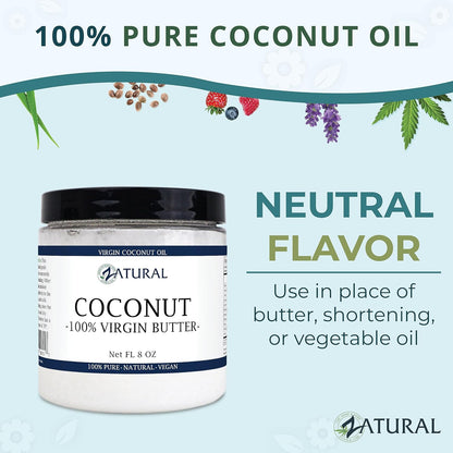 Zatural Coconut Oil, 100% Virgin Organic Extra Virgin Unrefined, Cold Pressed, 8 Pounds (8 Ounce)
