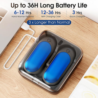 Hand Warmers Rechargeable 2 Packs with 10000 mAh Charging Box, Temperature Control Electric HandWarmers, Portable Pocket Size Heater for Christmas, Outdoors, Hunting, Golf, Sports, Camping Accessories