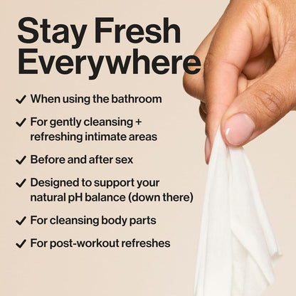 The Honest Company Flushable Wipes for Sensitive Skin | Fragrance Free, Hypoallergenic, 99% Water, Safe to Flush | pH Balanced Feminine Wipes | Tropical Leaves, 42 Count