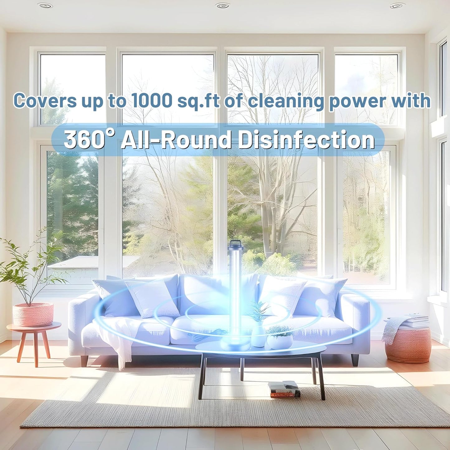 100W UV Sanitizer Light, Portable Ultraviolet Light with 3-Gear Timer and Remote Control, 110V, 99.99% UVC Ozone Free UV Lamp for Home, Office, Hotel, School