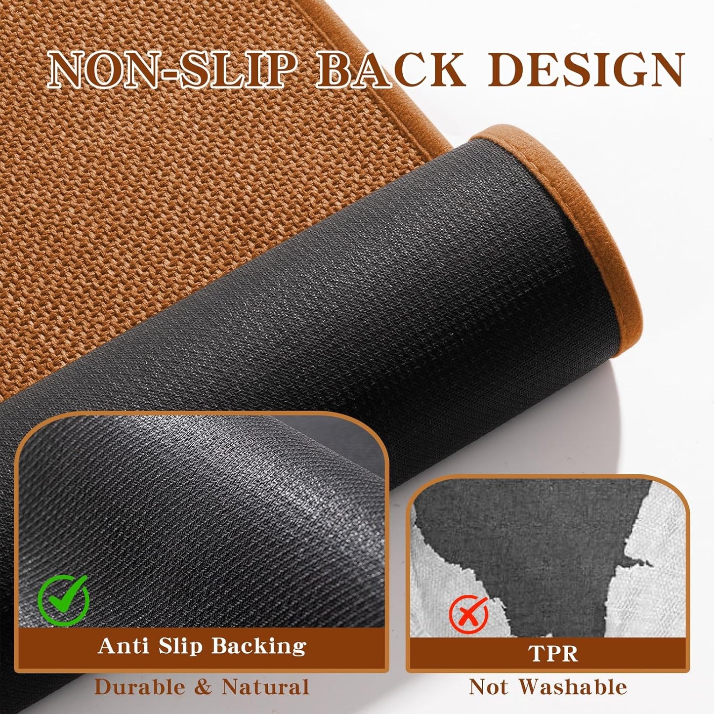 chakme Bathroom Rugs Mat 59x17, Ultra Thin Bath Rug Non Slip Runner Quick Dry Absorbent Bath Mat for Bathroom, (Orange, 59"x17")