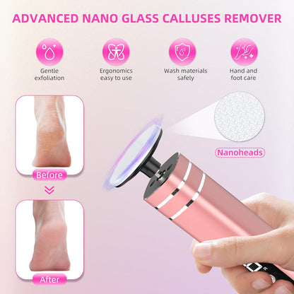 2 in 1 Electric Foot Callus Remover,9 Adjustable Speeds Rechargeable Electric Dead Skin Sander Pedicure Tools with Sandpaper Disk and Nail Drill Bits,Grinding Heads for Women&Men