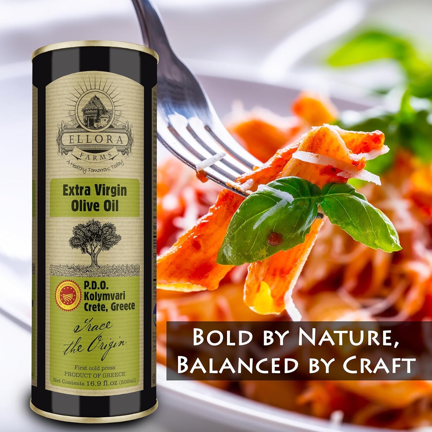 Ellora Farms, Certified PDO Extra Virgin Olive Oil, Single Estate, Single Origin, Single Variety, Cold Press & Traceable Olive Oil, Crete, Greece, Kosher CRETE 16.9 Fl Oz (Pack of 1)