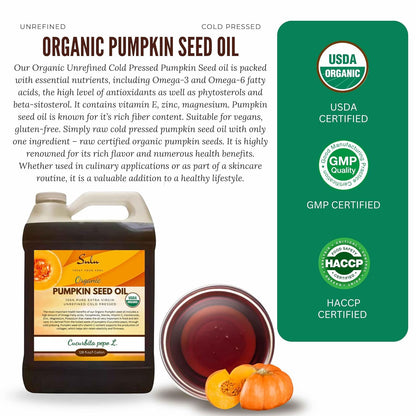 100% Pure Organic Unrefined Virgin Pumpkin Seed Oil All Natural 1 Gallon (128 fl.oz)