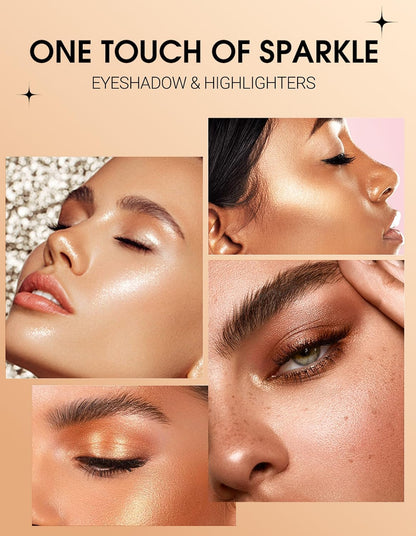 Erinde Shimmer Cream Eyeshadow Stick, Long Lasting Metallic Eye Shadow Sticks, Waterproof Creamy Glitter Eyeshadow Pencil, High Pigmented Blendable Neutral Eye Makeup, 24 Midnight Black Shimmer