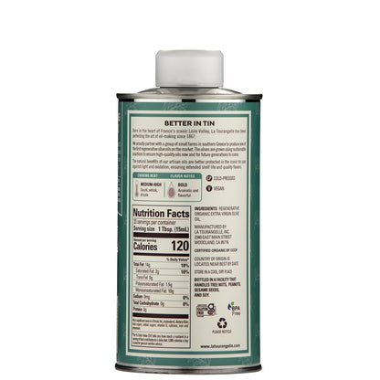 La Tourangelle Regenerative Organic Extra Virgin Olive Oil, Cold-Pressed High Antioxidant Olives, Sustainable, 16.9 Fl Oz
