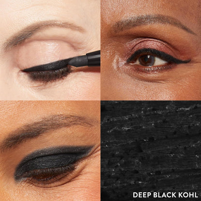 LAURA GELLER NEW YORK Kajal Longwear Kohl Eyeliner Pencil Duo - Deep Black & Smoky Taupe - Caffeine and Vitamin E - Smooth & Blendable Liner - Built-In Sharpener