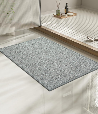 chakme Bathroom Rugs Mat 24x17, Ultra Thin Non Slip Bath Mat Small Quick Dry Absorbent Bath Mat for Bathroom Floor, (Light Grey, 24"x17")
