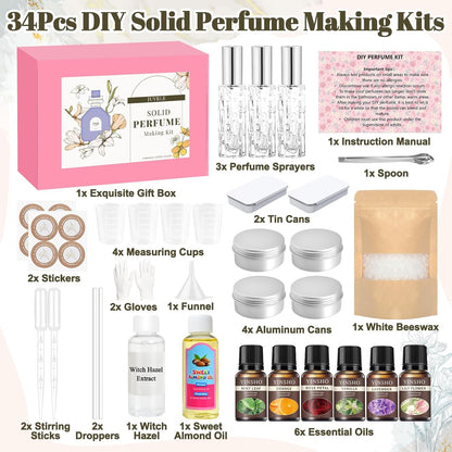 JUYRLE Perfume Making Kit- DIY Solid Perfume Making Kits for Women, Portable Pocket Solid Balm with Travel Size Bottle, Make Your Own Fragrance, Fragrance Blam Gifts for Girls