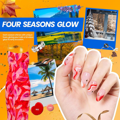 Beetles Gel Nail Polish Kit with U V Light -54 Pcs Gel Nail Kit Four Seasons Glow 32 Colors Set with Base Matte & Glossy Top Coat Soak Off Home DIY Manicure Nails Beginners Gifts for Women Teen Girls