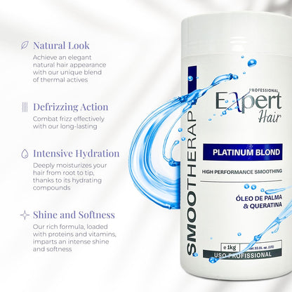 Expert Hair Botox Kit - Thermo-Active, Anti-Frizz Treatment - Natural Look, Keratin for Smoothing and Straightening, 2x 1kg/35.3 oz