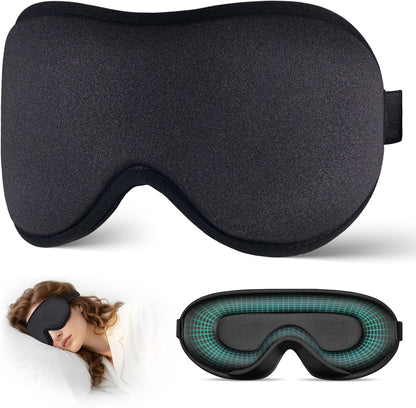 Sleep Mask for Side Sleeper Men Women | Zero Eye Pressure 3D, Light Blocking Design, Soft Breathable Eye Shade Cover for Travel, Black
