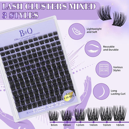 B&Qaugen Lash Clusters B42 DIY Eyelash Extensions(B42,8-18MIX)