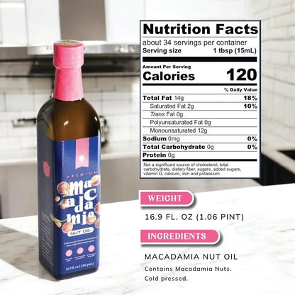 Gourmanity Macadamia Nut Oil and Apricot Seed Oil Bundle, A Healthier Oil Alternative, Cholesterol Free, Keto And Paleo Friendly, Ideal for Frying, Roasting and Drizzling, 16.9 fl oz Bottle