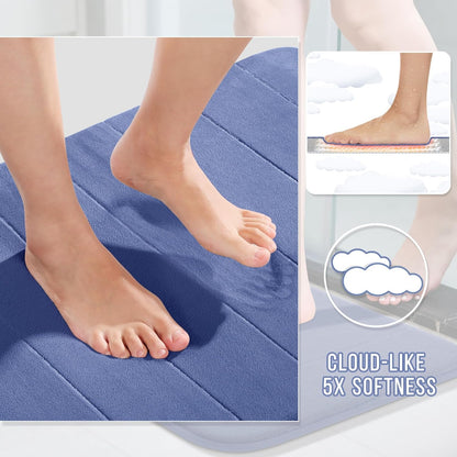 Yimobra Large Bath Mat 36"x24", Super Soft Quick Dry Memory Foam Bathroom Rug, Water Absorbent, Non Slip Backing Machine Washable for Tub Shower, Thick Comfort Support, Navy Blue