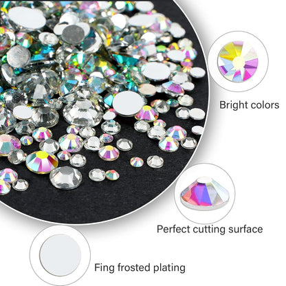 Canvalite 2784PCS Rhinestones Crystal AB Rhinestones for Nail with 5Pcs 3ml B7000 Jewelry Glue and Pick Up Tweezers and Nail Rhinestone Picker, Nail Art Tools,Stocking Stuffers Gifts for Women