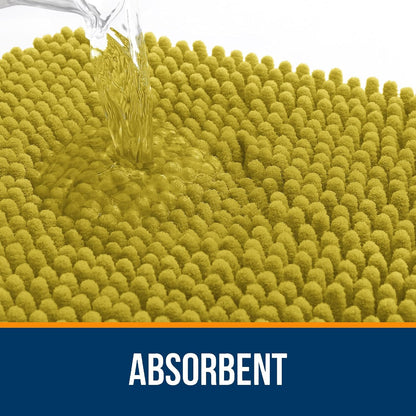 OLANLY Bathroom Rugs 24x16, Extra Soft Absorbent Chenille Bath Rugs, Rubber Backing Quick Dry, Machine Washable Bath Mats for Bathroom Floor, Tub and Shower, Home Decor Accessories, Deep Mustard