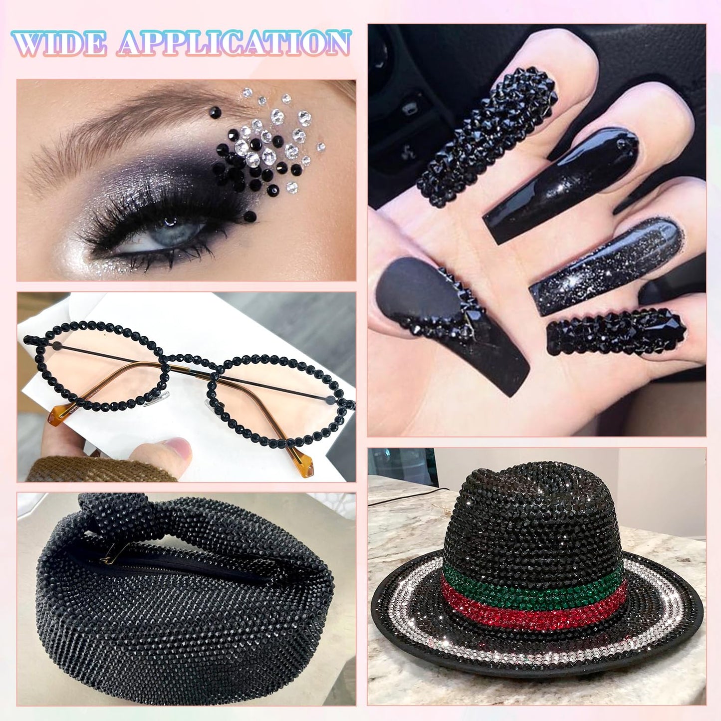 30000Pcs Resin Black Rhinestones for Bedazzling Crafting with b7000 Jewelry Glue, Bulk Flatback Gems Bedazzler Kit for Crafts Clothes Shoes Fabric Nail Diamond Art, Assorted Size 2/3/4/5/6mm