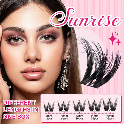 PRO LASHBEAUTY Lash Clusters, Eyelash Clusters 8-18 Mixed Cluster Eyelash Extensions Mixed Lash Extension Reusable Soft & Comfortable (Sunrise,8-16mix)