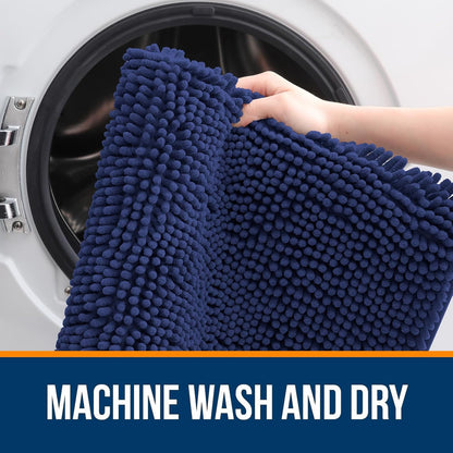 OLANLY Bathroom Rugs 44x24, Extra Soft Absorbent Chenille Bath Rugs, Rubber Backing Quick Dry, Machine Washable Bath Mats for Bathroom Floor, Tub and Shower, Home Decor Accessories, Twilight Sapphire