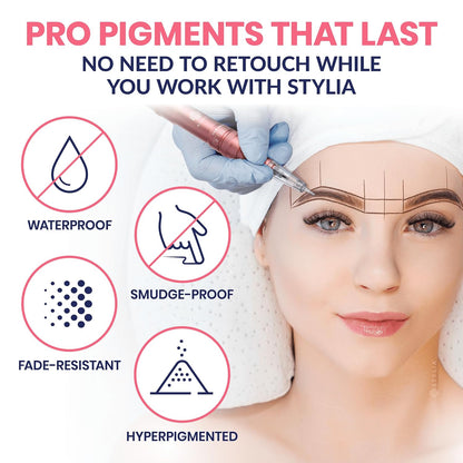 Stylia Waterproof Eyebrow Pencils For Women – Long-Lasting Microblading Supplies Brow Pencil, Perfect for Eyebrow Shaper, Filling & Defining Natural-Looking Brow - (12PC in 5 Colors)