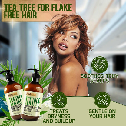 Tea Tree Oil Shampoo and Conditioner Set - Sulfate and Paraben Free Treatment for Oily Hair and to Help Reduce Your Itchy and Dry Scalp - Healthy Anti Dandruff Formula for Men and Women