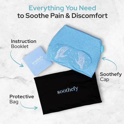 Migraine Relief Cap - Built-in Slide-Up Eye Mask - Natural Headache Relief - 360° Compression Hangover Hat with Cooling Gel for Tension and Stress