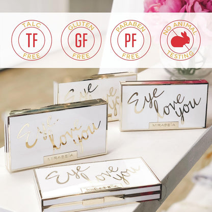 Mirabella Eye Love You Neutral Shimmer Eyeshadow Palette - Makeup Palette w/Ultra Pigmented Pressed Powders, Creamy Matte & Shimmer Pink Eyeshadow Shades - Romance