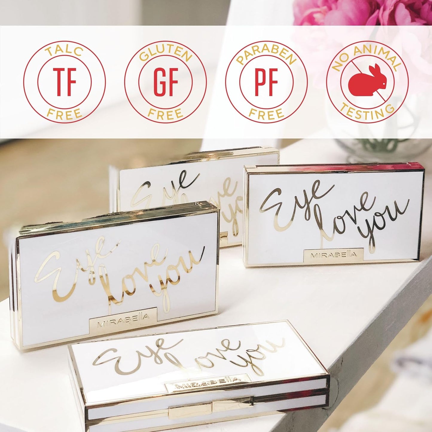 Mirabella Eye Love You Neutral Shimmer Eyeshadow Palette - Makeup Palette w/Ultra Pigmented Pressed Powders, Creamy Matte & Shimmer Brown Eyeshadow Shades - Rendezvous