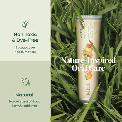 Revitin Toothpaste | Fluoride-Free Prebiotic Mint Tooth Gel | No SLS, Gluten Free, Dye Free, GMO Free, No Sweeteners | Non-Toxic, Kid Approved, Pack of 3