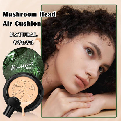 2PCS Air Cushion CC Cream Mushroom Head Foundation,Full Coverage Liquid Makeup Foundation,Oil Control Long Lasting Moisturizing BB Cream Foundation Makeup,Matte Concealer for All Skin Types(Natural)