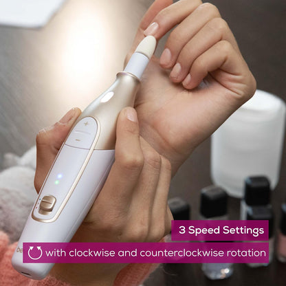 Beurer MP64 Nail Drill Kit, Cordless Electric Nail File with 10 Attachments and LED Light, Electric Manicure Set with Adjustable Speed, E-File for Manicure and Pedicure, with Storage Case