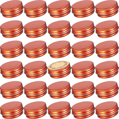 0.5 oz Screw Top Aluminum Tin Jar with Screw Lid and Blank Labels (Orange - Pack of 32)