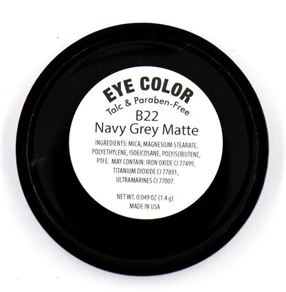 Navy Blue Grey Gray Silver Matte Opaque Vegan Pressed Powder Single Eyeshadow; Talc, Paraben & Cruelty Free
