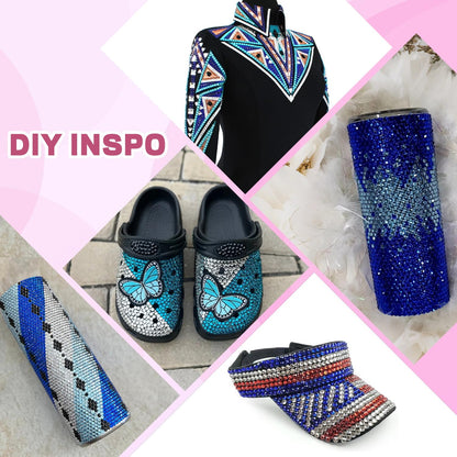 20000Pcs Blue Rhinestones for Bedazzling with 1Pcs B7000 Jewelry Glue, Resin Rhinestones for Crafting Crafts DIY, Bedazzler Kit Gems for Clothing Shoes Tumblers Nail Art Assorted Size 3/4/5/6mm