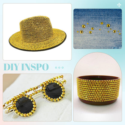 6100Pcs Resin Rhinestones for Crafting with 2Pcs 10ml B7000 Jewelry Glue, 1 Box Flatback Crystals Diamond (Bright Gold) for Bedazzling Crafts DIY Nail Art，Non Hotfix Gems for Clothing Shoes Tumblers