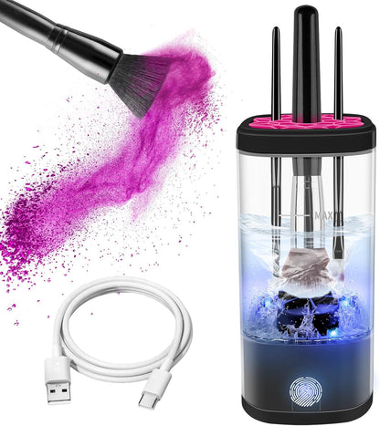 Electric Makeup Brush Cleaner Machine, Ultimate Efficient Automatic Cleaner for All Types of Makeup Brushes - Black Pink