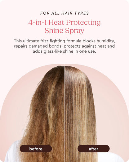 glaze MirrorGlaze Super Sleek Hair Shine Spray – Transforms Frizz to Glass-Like Shine, Protects from Heat, Blocks Humidity + Repairs Bonds – 6.4 oz