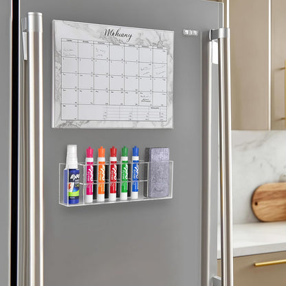 HBlife Acrylic Magnetic Dry Erase Marker Holder for Whiteboard, Wall Mount 5 Slots Magnet Pen Pencil Holder for Fridge Refrigerator, Locker Organizer Accessories for School Classroom Office, Clear
