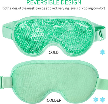 Cooling Eye Mask with Gel Bead, Reusable Cold Compress Ice Pack Sleeping Eye Cooling Pads for After Eyelid Surgery, Puffiness, Puffy Eyes, Headache, Migraine Relief (Green)