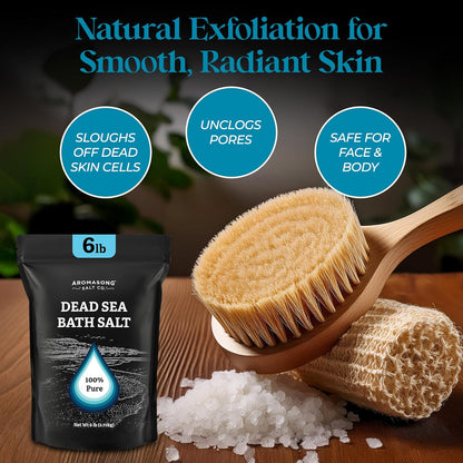 Aromasong Dead Sea Salt Bath Soak 6 Lbs. Bulk Pack – 100% Natural Dead Sea Salts for Soaking, Relaxation, and Detoxification of Skin, Dead Sea Salts for Bath to Rejuvenate and Refresh.