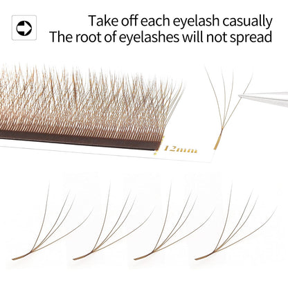 Lash Extensions Brown 4D W Eyelash Extensions W Shape 0.07mm Thickness D Curl 11mm Premade Fans Lashes Colored Lash Extension Volume Lashes Individual Lashes(W-Brown-4D-0.07-D,11mm)
